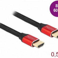 Cablu Ultra High Speed HDMI 48 Gbps 8K60Hz/4K240Hz 0.5m Rosu Certificat, Delock 85772