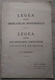 N. Romanescu /LEGEA SINDICATELOR PROFESIONALE - LEGEA CONFLICTELOR DE MUNCĂ 1920