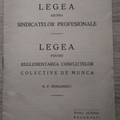 N. Romanescu /LEGEA SINDICATELOR PROFESIONALE - LEGEA CONFLICTELOR DE MUNCĂ 1920