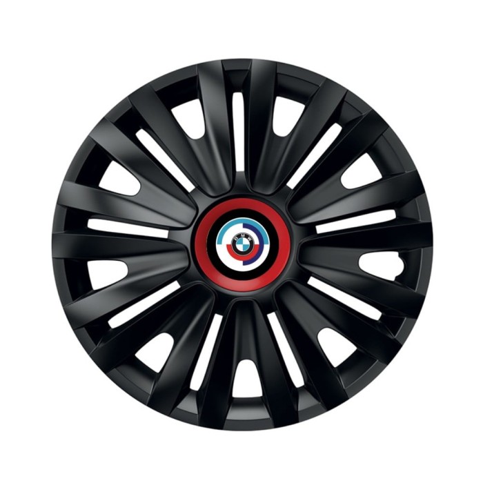 Set 4 Capace Roti pentru BMW Nou, model Royal Black Cu Inel Rosu, R16, BMW