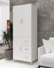 Dulap Alb 3 Usi si 3 Sertare, 70x35x180 cm, Pal Melaminat, Modern