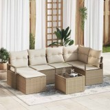 Cumpara ieftin Set de canapele pentru grădină 7 pcs Bej Rattan poli