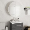 vidaXL Dulap Baie cu Oglindă LED Rotundă, Alb, 47x47x17.5 cm - Mobilier Baie, Rafturi Depozitare, Design Modern