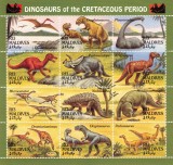 MALDIVE 1994 - Animale preistorice /colita MNH ( 2 imagini), Nestampilat