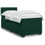 vidaXL Pat box spring cu saltea, verde &icirc;nchis, 90x190 cm, catifea 3286183