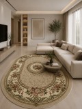Cumpara ieftin Covor Oval Lotos 571-110, Marime 60 x 110 cm, Bej, Crem, Inaltime Fir 8 mm, Antialergic, Polipropilena, Living, Dormitor, Sufragerie, Birou