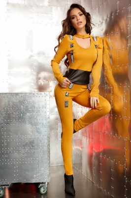 D749-100 Tinuta casual cu guler si imprimeu text foto