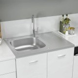 Gossi chiuveta bucatarie cu scurgator, argintiu 800x600x155 mm otel