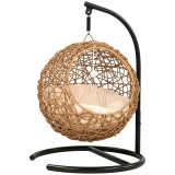PawHut Pat &icirc;mpletit pentru pisici, Casă &icirc;naltă din rattan pentru pisici cu pernă lavabilă și bilă de joacă, Ascunzătoare pentru interior pentru pisici