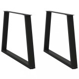 vidaXL Picioare de masă &icirc;n formă de V, 2 buc., negru, 90x(72-73,3) cm, oțel