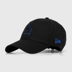 New Era șapcă de baseball din bumbac culoarea negru, cu imprimeu, LOS ANGELES DODGERS