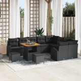 VidaXL Set de canapele pentru grădină 12 pcs Negru Rattan poli