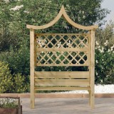 Pergola Gradina cu Banca vidaXL, Lemn Pin Tratata, Verde, 146x55x220 cm, Arcada Flori, Pavilion Exterior, Decorativa