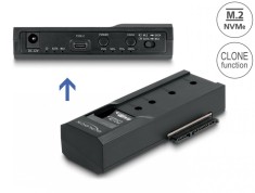 Convertor USB type C la 1 x SSD M.2 NVMe + 1 x SATA SSD/HDD Functie de clona, Delock 64252