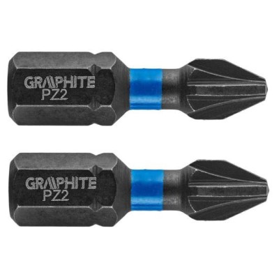 Varfuri, biti, de impact, PZ2, 1/4&amp;quot;, set 2 buc, PZ2x25 mm, Graphite GartenVIP DiyLine foto