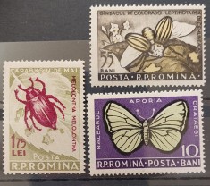 Romania 1956 - Insecte daunatoare lipsa o valoare, Lp.413a inclus MNH foto