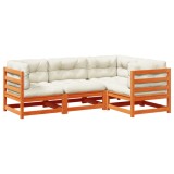 Cumpara ieftin Set canapele gradina cu perne, 4 piese, maro ceruit, lemn pin