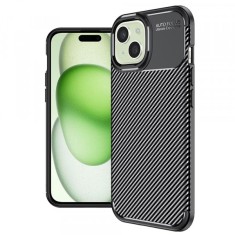 Husa pentru Apple iPhone 15 Plus, Techsuit, CarbonFiber, Neagra foto