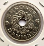 Danemarca 5 Kroner 2000 coroane moneda nichel km # 869 Margrethe II tiraj mic