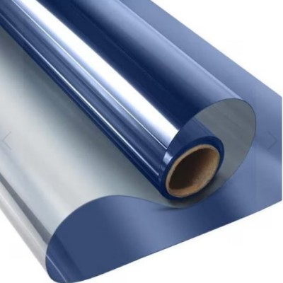 Folie Reflexiva Pentru Geamuri, montare pe interior cu Efect de Oglinda si Protectie Solara UV, Albastru, 45 x 300 cm, TopBazar foto
