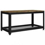 Cumpara ieftin Masuta de cafea, maro inchis &amp; negru, 90x45x45 cm, MDF si fier