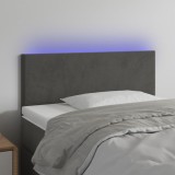 Cumpara ieftin Tăblie de pat cu LED, gri &icirc;nchis, 80x5x78/88 cm, catifea