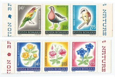 Romania, LP 754/1971, Ocrotirea naturii, pasari si flori, MNH foto