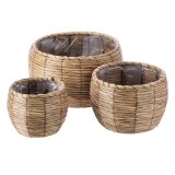 Cumpara ieftin Set 3 ghivece flori fibre naturale maro 19 x 15 cm, 26 x 18 cm, 32,5 x 21 cm