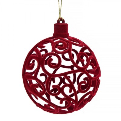 Ornament Brad Crăciun, Model Perforat, Culoare Bordo, Dimensiune 10 cm, Material Plastic și Spumă foto