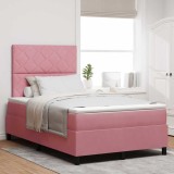 vidaXL Pat cu arcuri cu saltea cu headboard Roz 120 x 190 cm Catifea 3343369