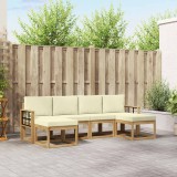 vidaXL Set de canapele de exterior 6 pcs Alb și crem Poliester 3388024