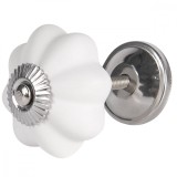 Buton mobila din fier si ceramica alb mat &Oslash; 4 cm