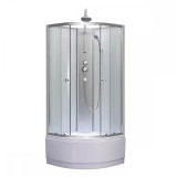 Cabină duș Karolino 90x90 cm, cadă ad&acirc;ncă, albă, sticlă securizată, profil cromat, aluminiu