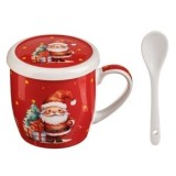 Set Cana de Craciun cu Capac si Lingurita, 3 piese, Rosu, 340ml, CMCLASS