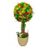 Aranjament floral tip Copacel Pomisor cu licheni naturali stabilizati si plante naturale criogenate, Multicolor, 55 cm, vaza ceramica, Eventissimi&reg;