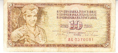 M1 - Bancnota foarte veche - Fosta Iugoslavia - 10 dinarI - 1968