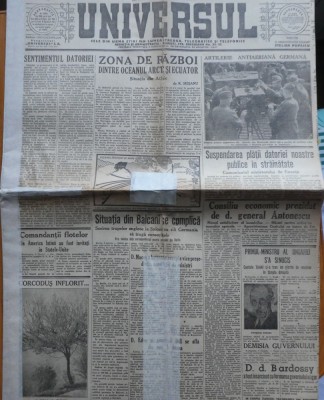 Ziarul Universul, 6 aprilie 1941, Director Stelian Popescu, stiri de pe front foto
