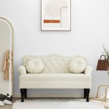 vidaXL Banchetă cu perne, crem, 120,5x65x75 cm, catifea