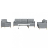 VidaXL Set canapele cu taburet și perne, 4 piese, gri deschis, textil