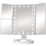 Oglinda pentru machiaj, cu marire 2x 3x, cu 22 de LEDuri, alimentare USB sau cu baterii, rotativa, alb