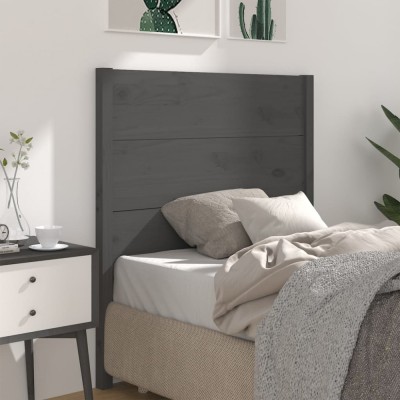 vidaXL Tăblie de pat, gri, 81x4x100 cm, lemn masiv de pin 818697 foto