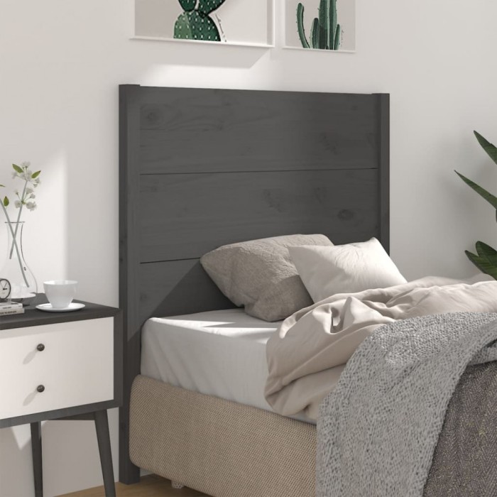 vidaXL Tăblie de pat, gri, 81x4x100 cm, lemn masiv de pin 818697