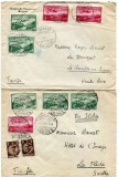 1934 , Lp 94 , Doua plicuri circulate in Franta , francate cu timbre din emisiunea Vederi , posta aeriana (1931 )