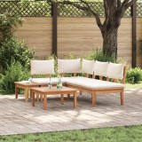 Set 4 piese gradina vidaXL, lemn tec, maro/crem, rustic, 2 locuri: banca, scaune, masa - durabil si confortabil