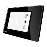 Cumpara ieftin Intrerupator dublu cu priza Livolo, rama din sticla neagra, standard italian
