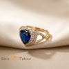 Inel SaraTremo Inima Safirului Regal Aur 14K Zirconia Albastre Albe Bijuterie Femei