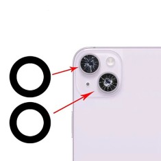 Geam Camera Spate iPhone 14 , Negru ,doar sticla cu adeziv , set complet