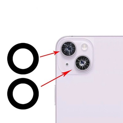 Geam Camera Spate iPhone 14 Plus , Negru ,doar sticla cu adeziv , set complet foto
