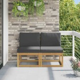 vidaXL 2 Bucată Canapea Medie pentru Exterior Lemn Solid de Acacia Alb 901465