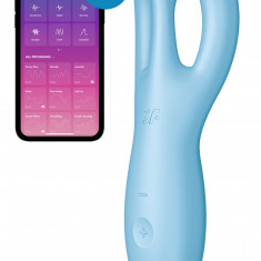 Vibrator Threesome 4 Bluetooth Control, Free App, Silicon, USB, Albastru